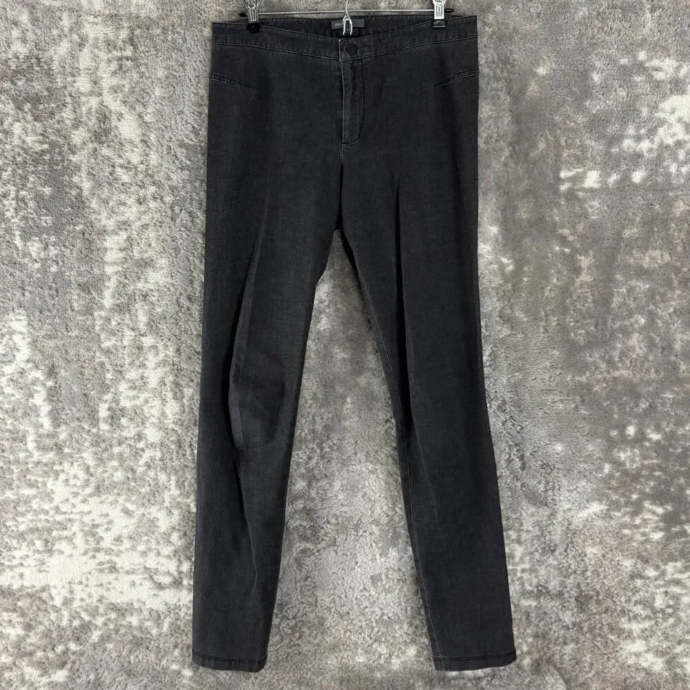 Vince Size 10 Stretch Snap Button Denim Jeans Gray Flat Front Casual